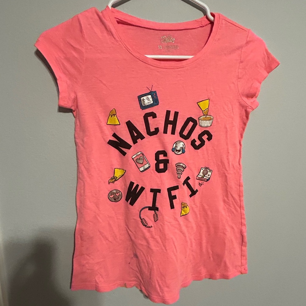 Justice Pink Tee with Nachos & Wifi Design